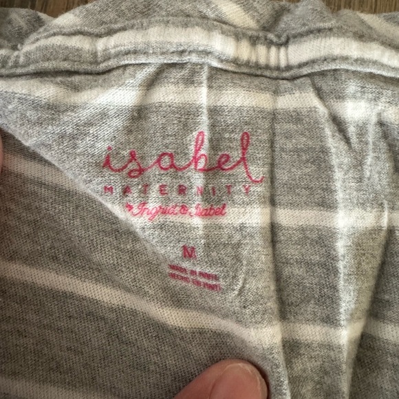 Isabel Maternity Gray Striped Women's V-Neck Top size medium - Picture 3 of 6